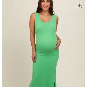 Green Sleeveless Maternity Dress